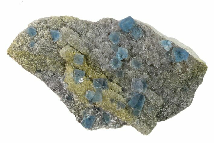 Blue Cubic Fluorite on Smoky Quartz - China #160715